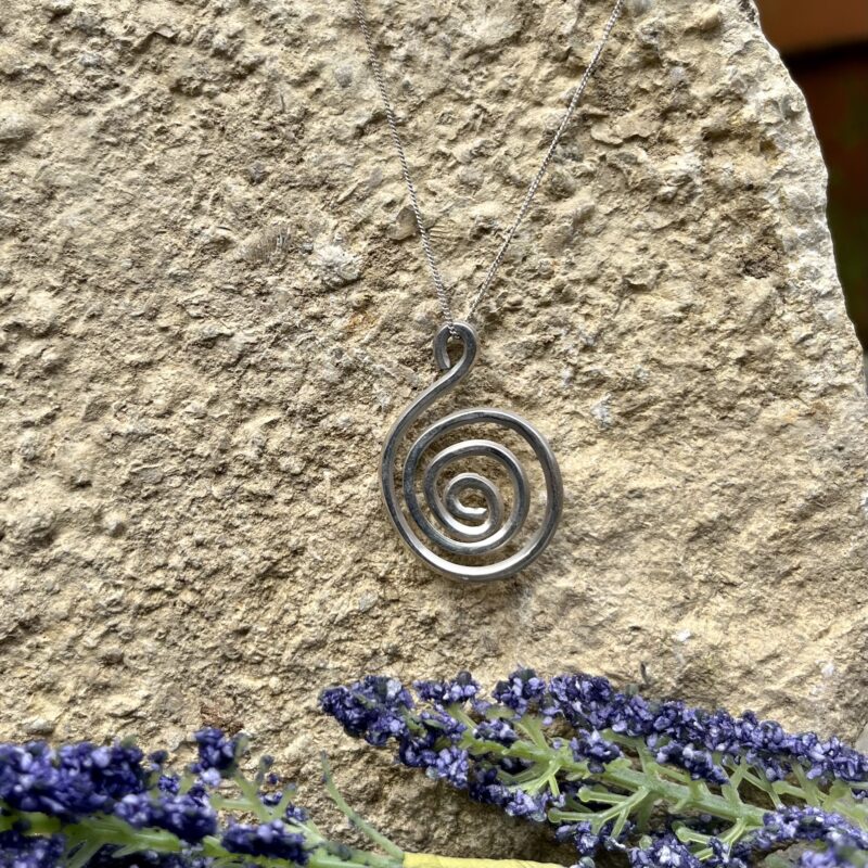 Handmade spiral necklace in silver