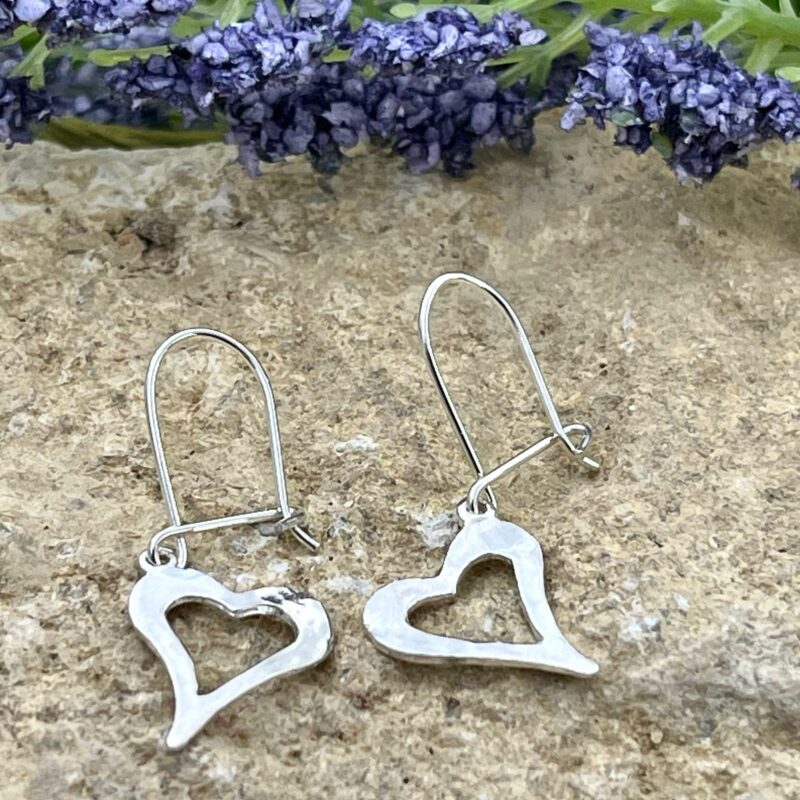 Textured open heart drop earrings main Textured open heart drop