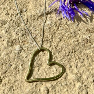 brass open heart necklace