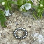 beaded silver circle charm